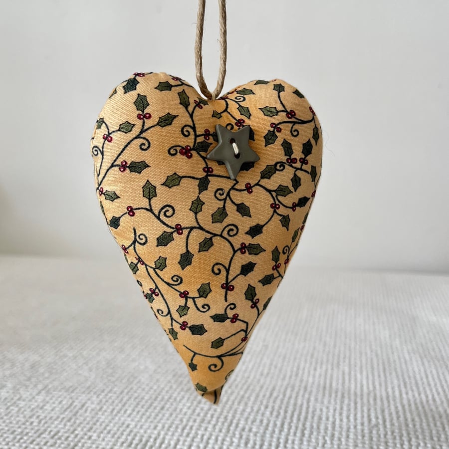 Christmas Holly Hanging  Heart Decoration