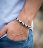 Personalised Leather Bracelet with Seven Hand Stamped Rings - Free Delivery - Image 2