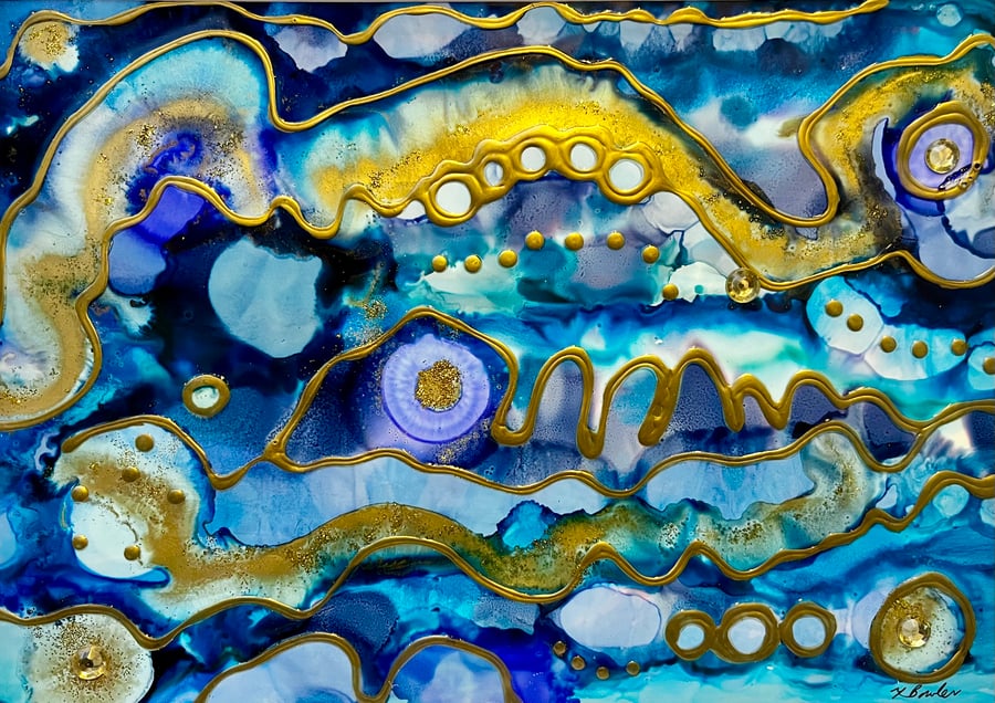 Follow Me - an abstract painting using alcohol ink