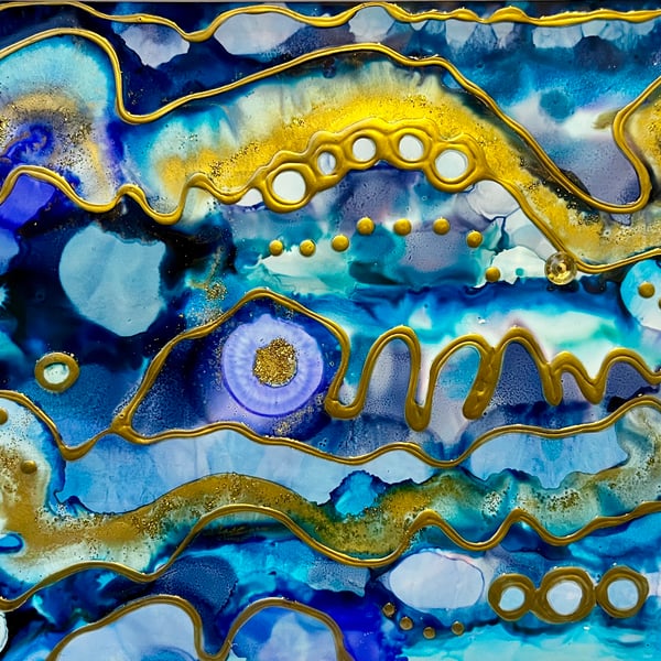 Follow Me - an abstract painting using alcohol ink