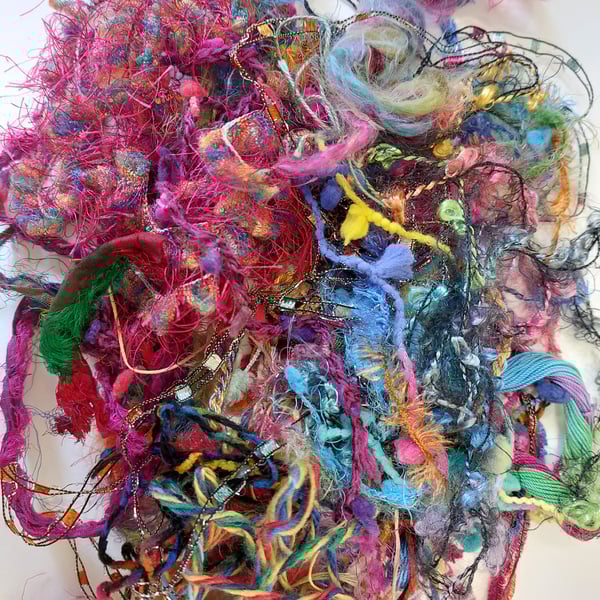 Brightly Coloured Fibre Thread Collage Kit