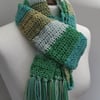 Ladies Multicoloured Scarf with Stripes, Bobbles and Fringes Seconds Sunday