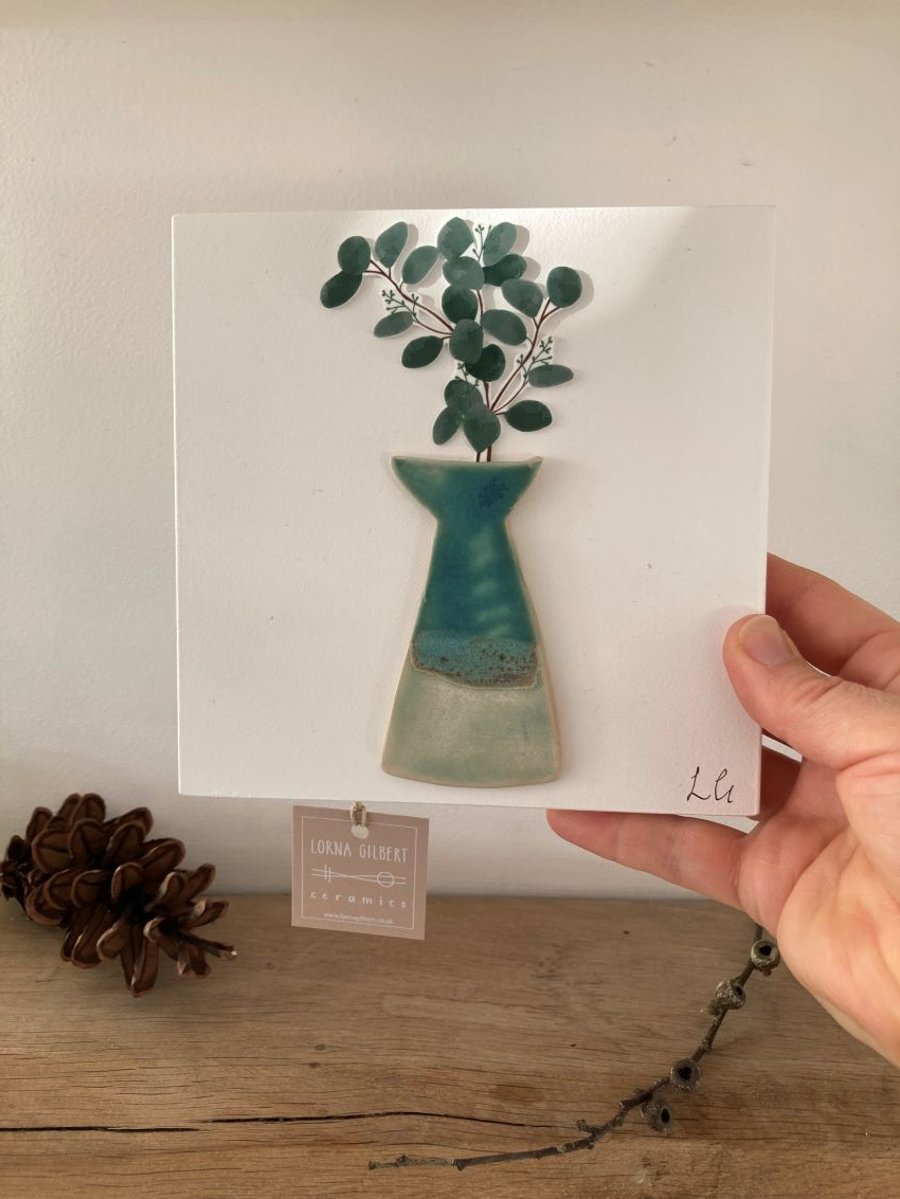 Wall plaque picture - vase and foliage