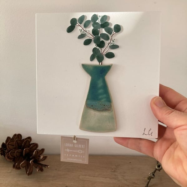 Wall plaque picture - vase and foliage