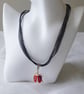 Black Ribbon & Cord Necklace with Enamelled Ladybird Pendant Perfectly Imperfect