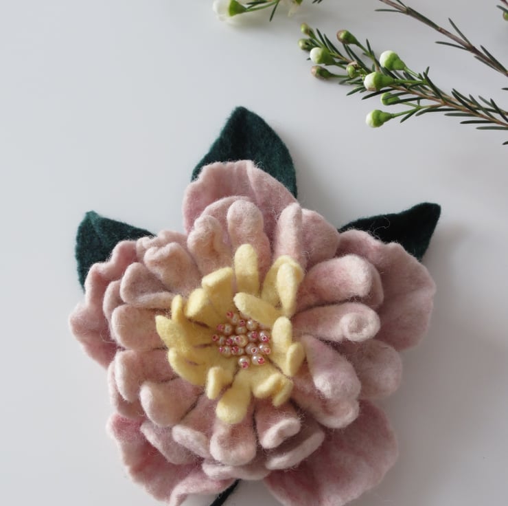 Merino Wool Needle Felted Flower Brooch Folksy