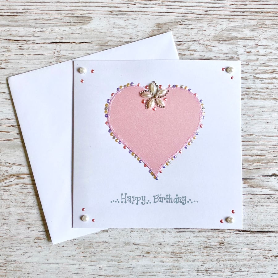 Birthday card - handmade birthday card - traditional romantic 