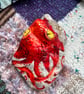 Octopus hand painted red paperweight stone 