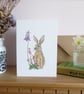 Brown hare and heather Greetings card - Image 1