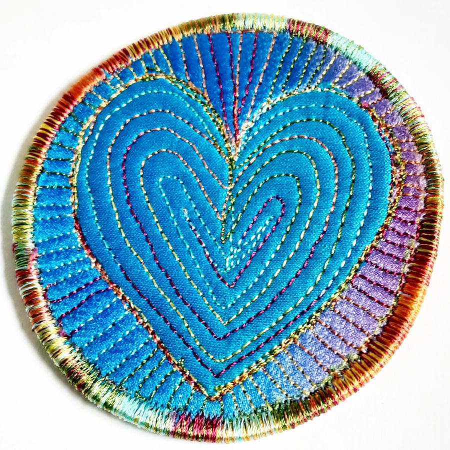 Textile Brooch Free Machine Embroidery 