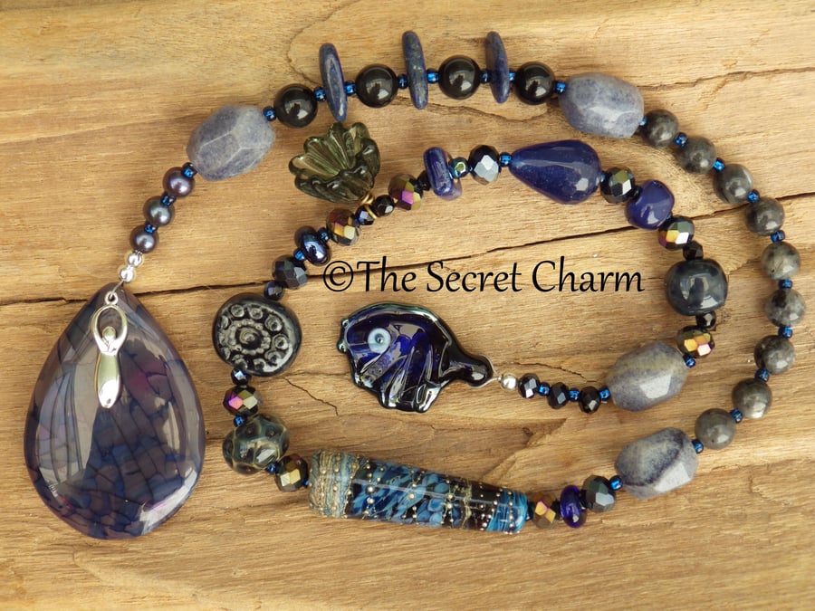 Lilith Pagan Rosary Prayer Beads, Sterling Silver Meditation Beads OOAK