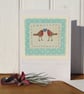 Robins with Love  hand-stitched detailed miniature, first Christmas together? - Image 1