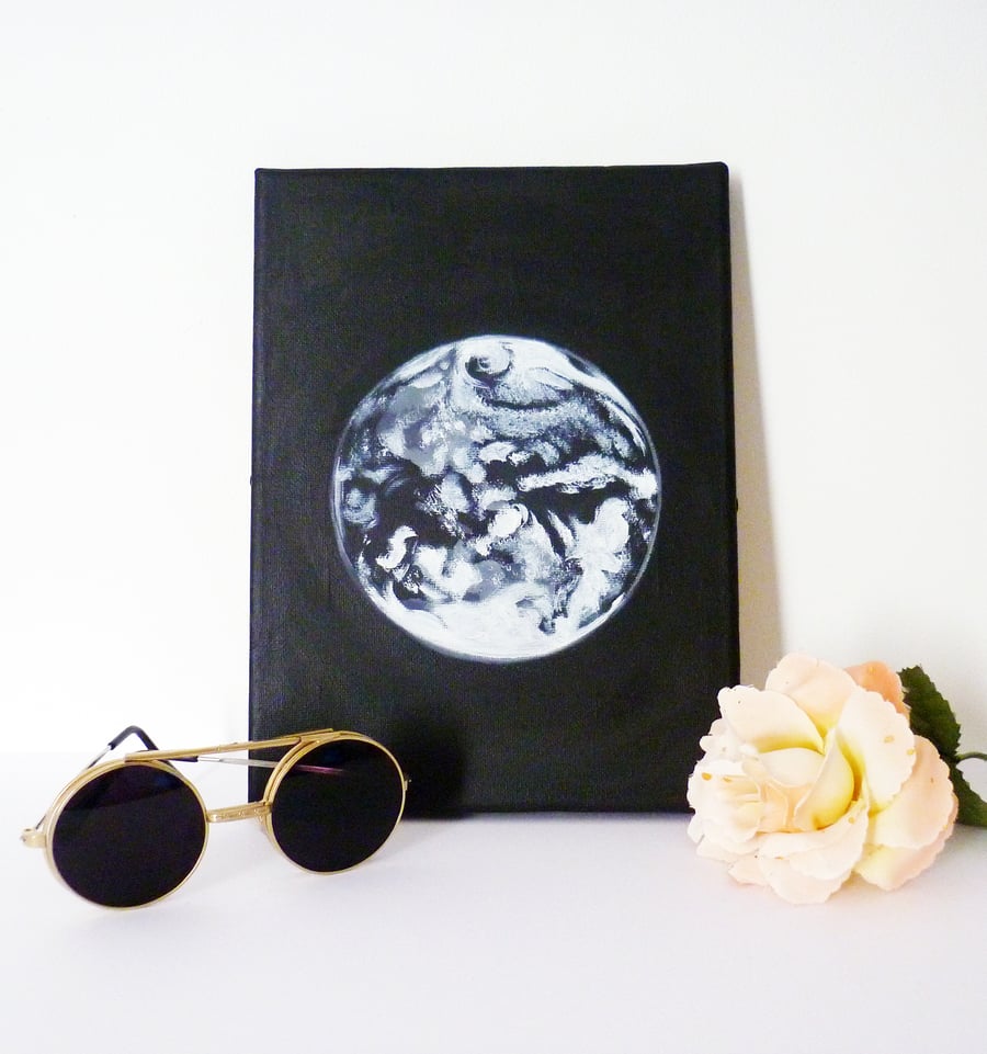 Free Postage - Black and White Earth - Original Canvas Painting