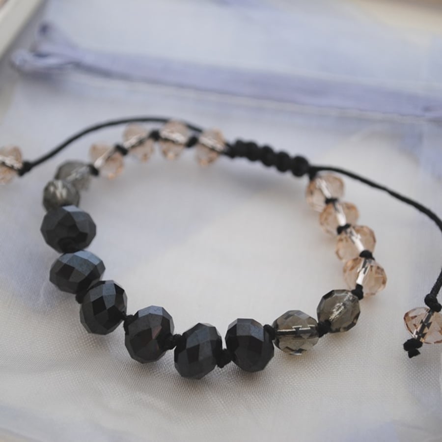 Sale-Crystal rondelle hand-knotted bracelet