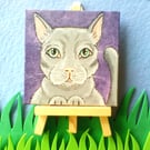 Cat Original Painting with Mini Easel Charity Donation