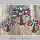 Trio crocheted flower trees