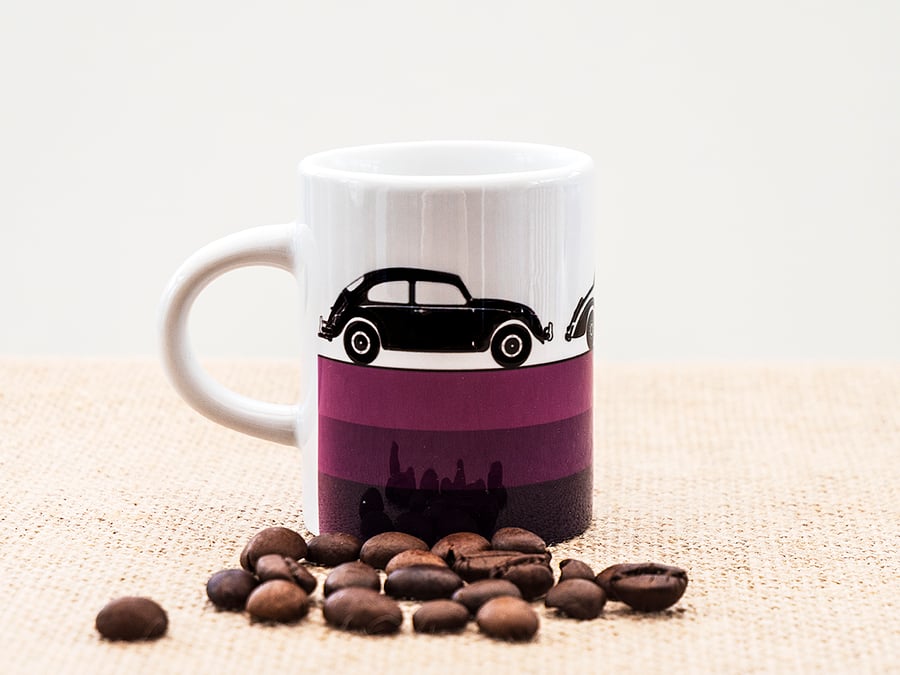Purple Vintage Retro Cars Espresso Coffee Mug for Car Fans.