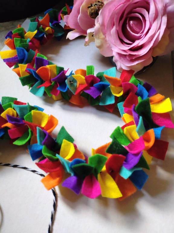 Felt Tinsel Garland, Confetti Bunting, Eclectic Bohemian Party Decor, 190cm.