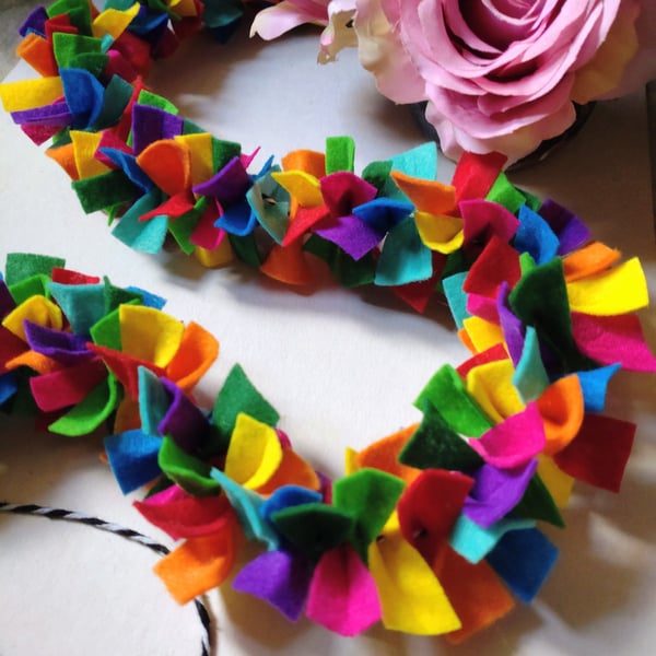 Felt Tinsel Garland, Confetti Bunting, Eclectic Bohemian Party Decor, 190cm.