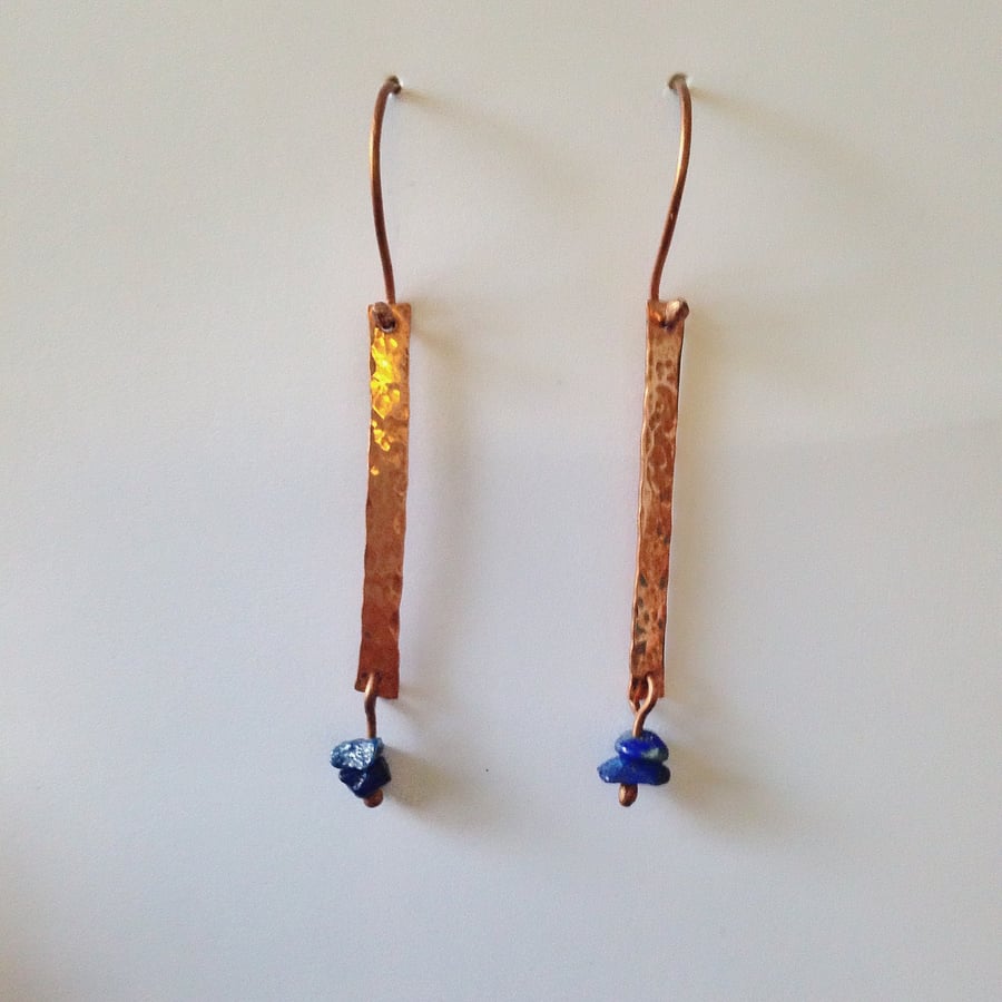Earrings copper and lapis