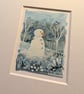 Bert - Original miniature. A5 Mounted. Snowman. Gouache. - Image 1