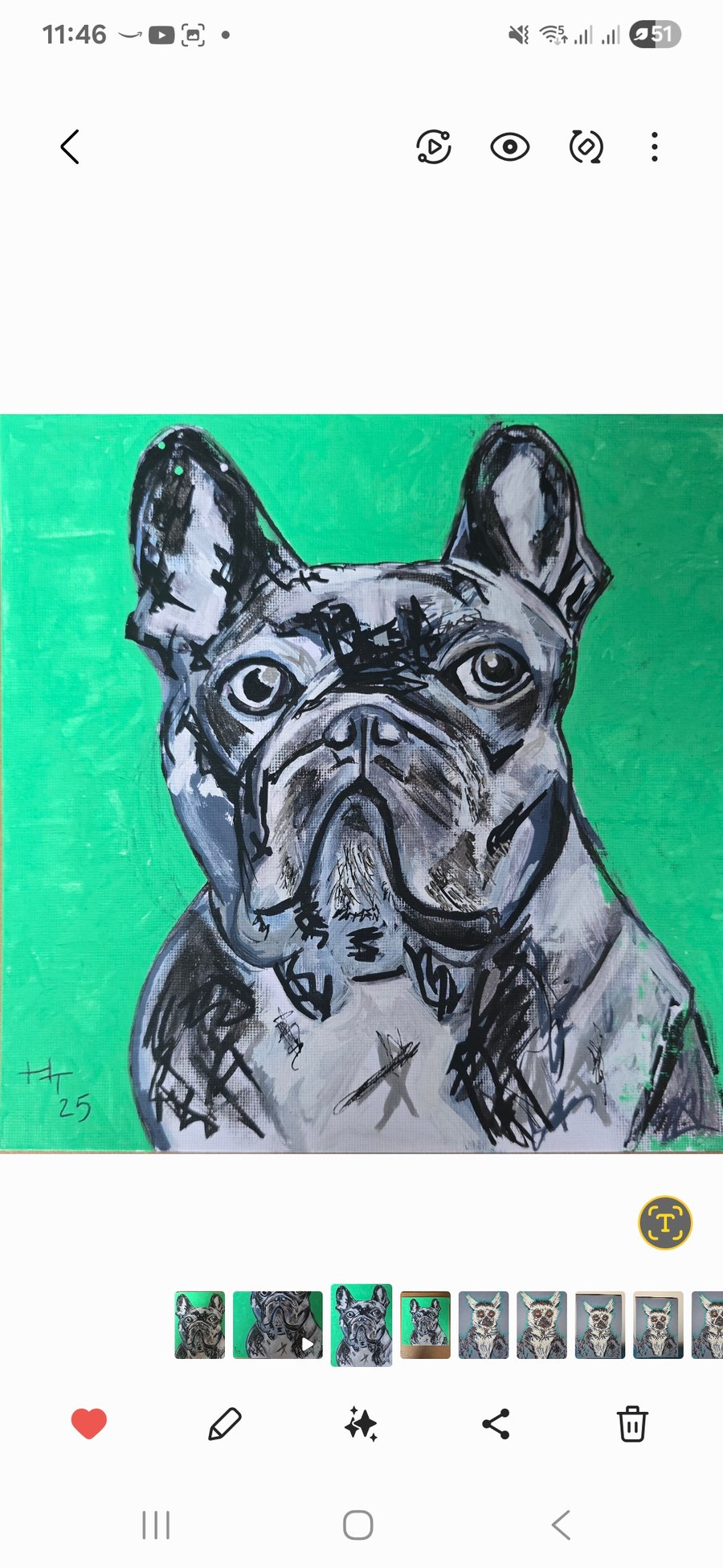 Pug life - 6in x 6in painting 