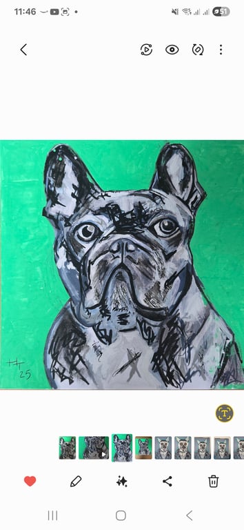 Pug life - 6in x 6in painting 