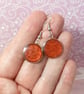 Deep red dangle earrings, lightweight circular drop earrings for women - Image 5