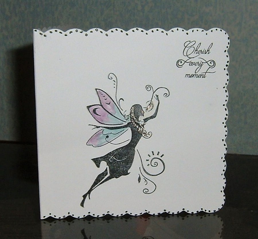 fantasy fairy "Cherish every moment" greetings card (ref 888)