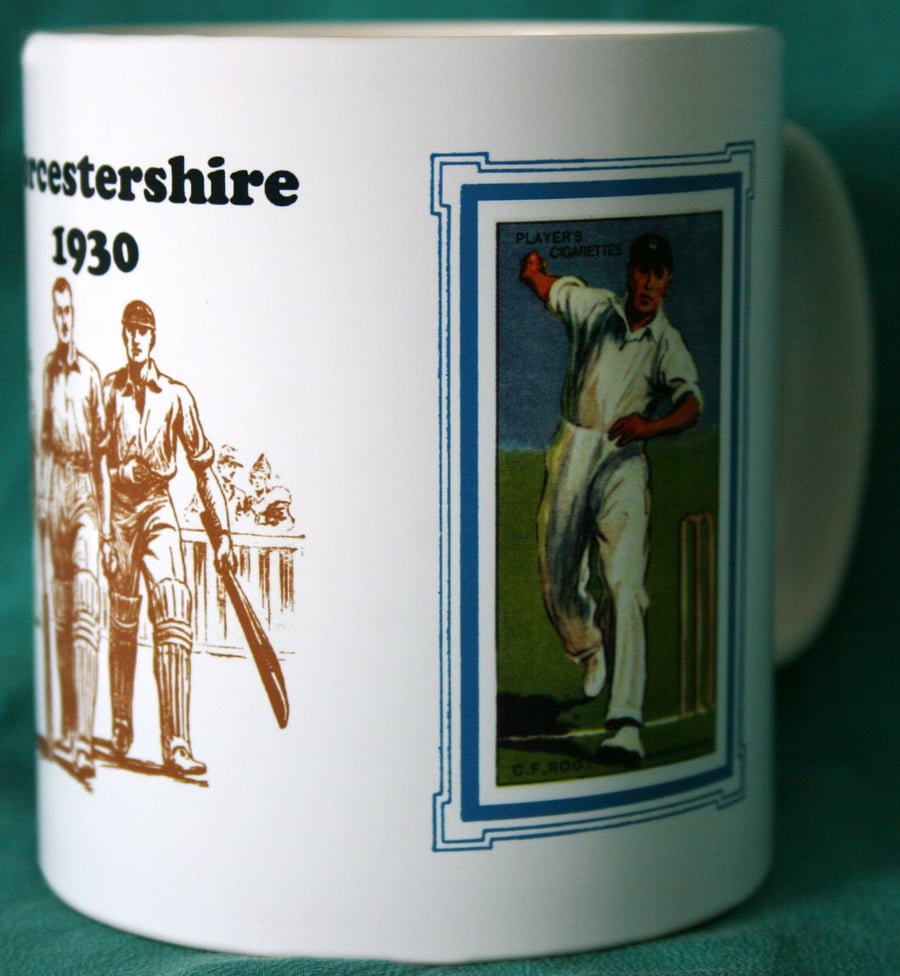 Cricket mug Worcestershire Worcs 1930 vintage design mug