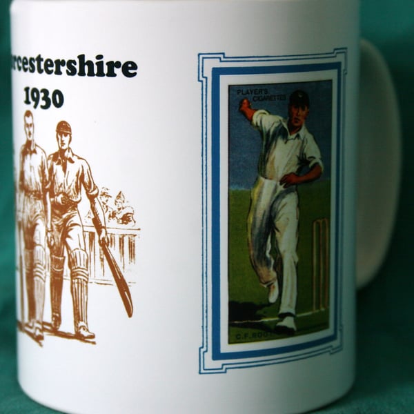 Cricket mug Worcestershire Worcs 1930 vintage design mug