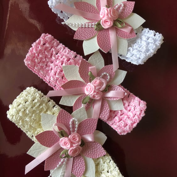 Crochet flower baby band