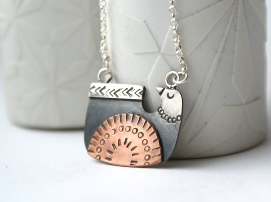 Folk bird necklace