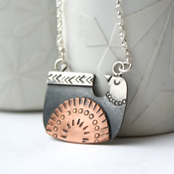 Folk bird necklace