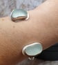 Unique Sterling Silver 925 Double Foam Colour Seaham Seaglass Adjustable Bangles - Image 2