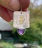 Silver gold and amethyst square statement earrings - Image 2