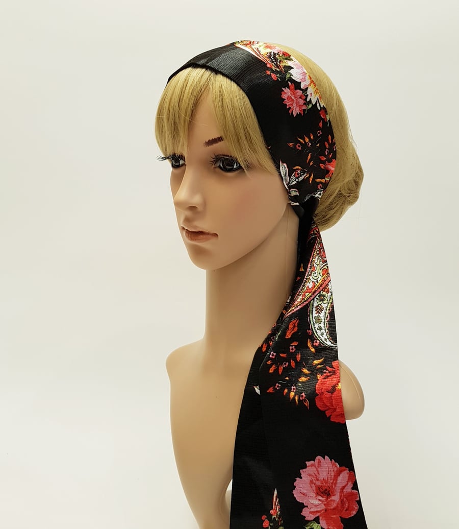 Satin hair tie, pin up head scarf, skinny self tie hair scarf, hair bandanna