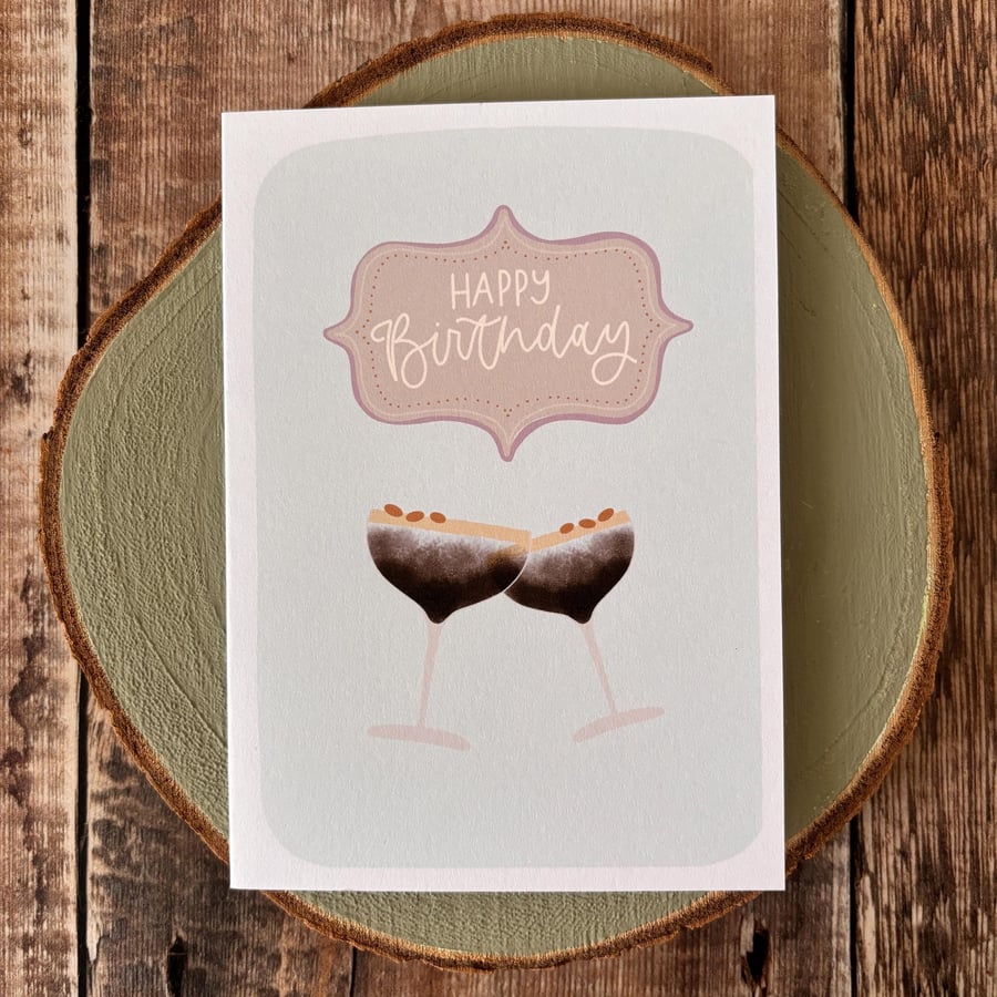 Espresso Martini Birthday Card: Hand-Drawn Cocktail Illustration