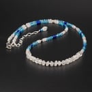 Moonstone, topaz and lapis lazuli  handmade gemstone necklace