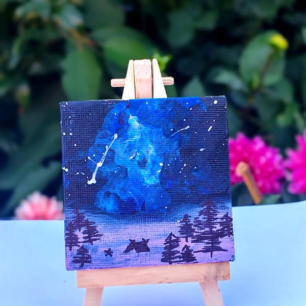 Forest overlooking galaxy painting
