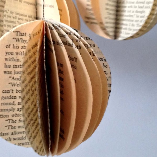 Paper Book Christmas Decorations, Beige, Globe, Librarycore