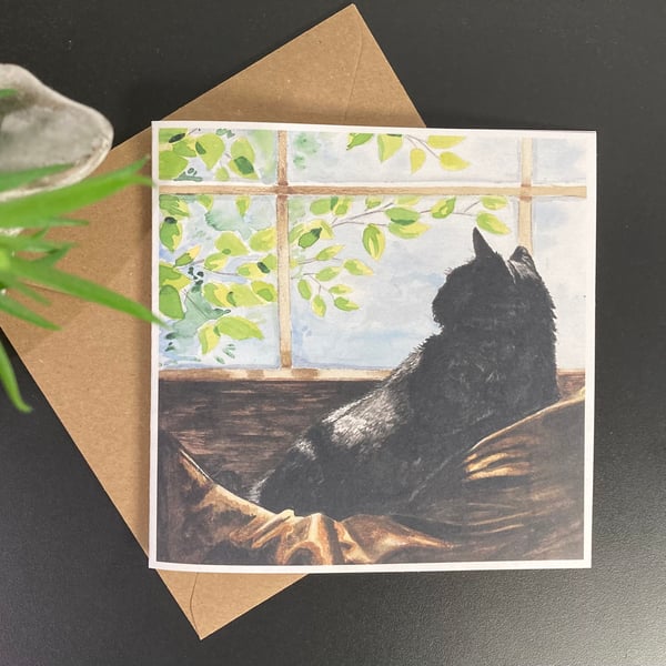 Black Cat Art Card for Any Occasion