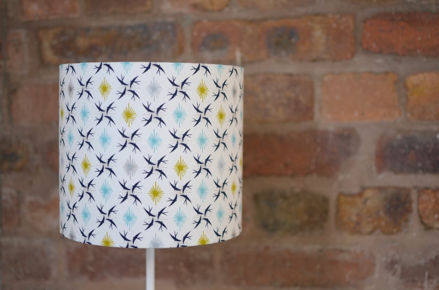 20cm White, Blue and Green Birds Lampshade