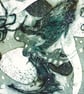 The Green Rock Pool - Handmade collagraph Print - Image 2