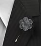 Flower Lapel Pin, Black and White Flower, Wedding Buttonhole, Boutonniere  - Image 3