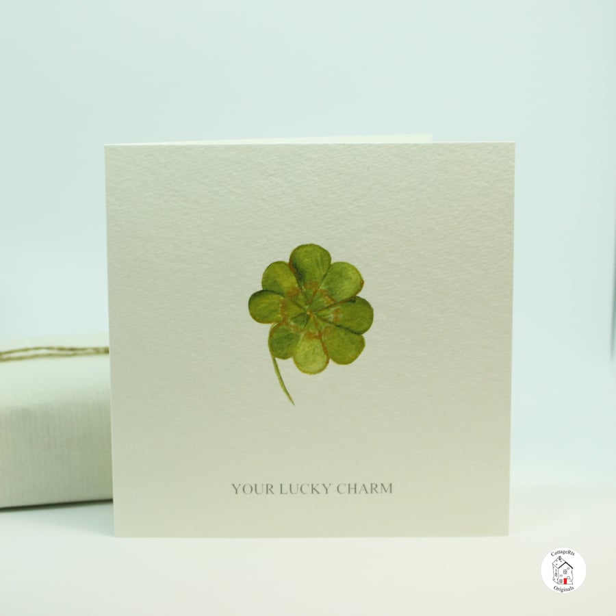 Lucky Clover Greeting Card - Good Luck Card - Hand Designed By CottageRts
