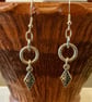 Metal frosted loop earrings with diamond metal charm - Image 1