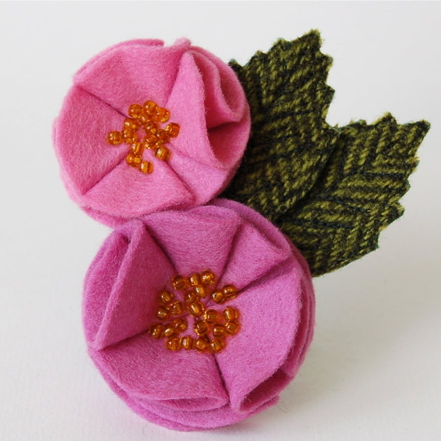 Pink Rose Brooch