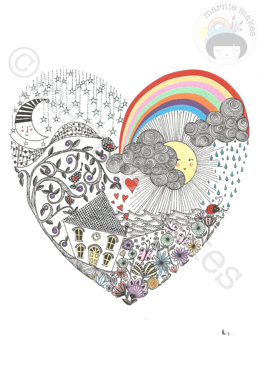 Home Is Where The Heart Is - A4 Giclee print