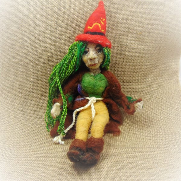 Woodland Folk Doll, Felted Wise Woman, Forest Woman Figurine
